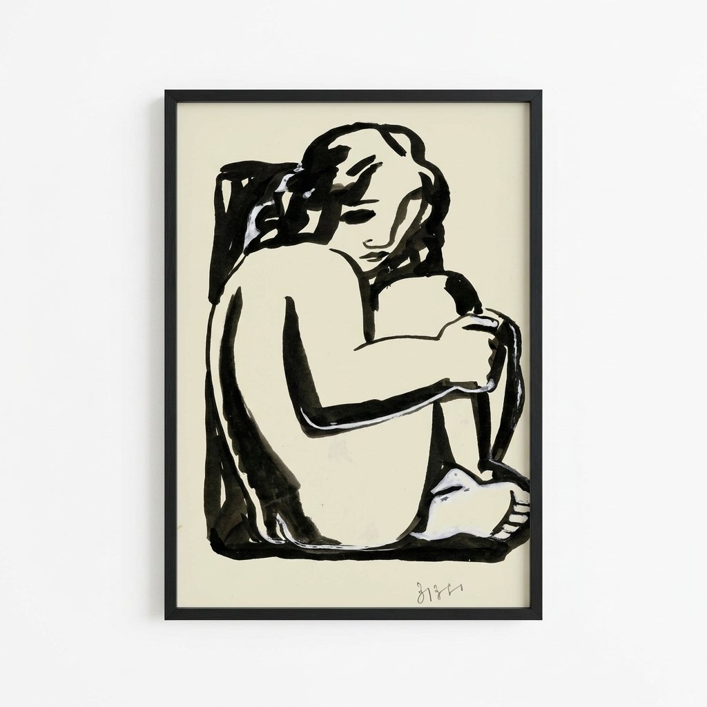 Mujer Desnuda Sentada con Rodillas Levantadas — vista 5
